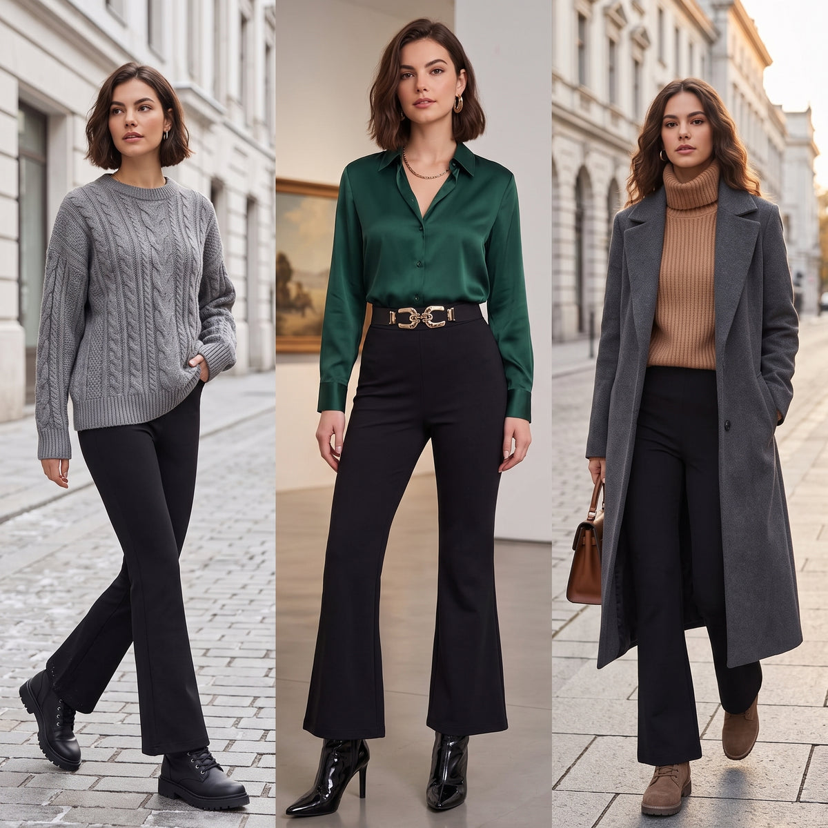 Pantalones acampanados de cintura alta con forro polar - Zarela