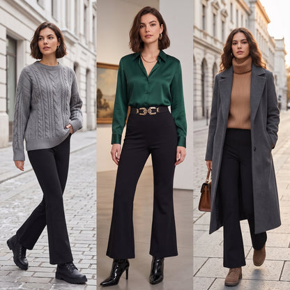 Pantalones acampanados de cintura alta con forro polar - Zarela