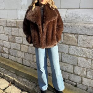 manteau fausse fourrure marron manteau fausse fourrure marron